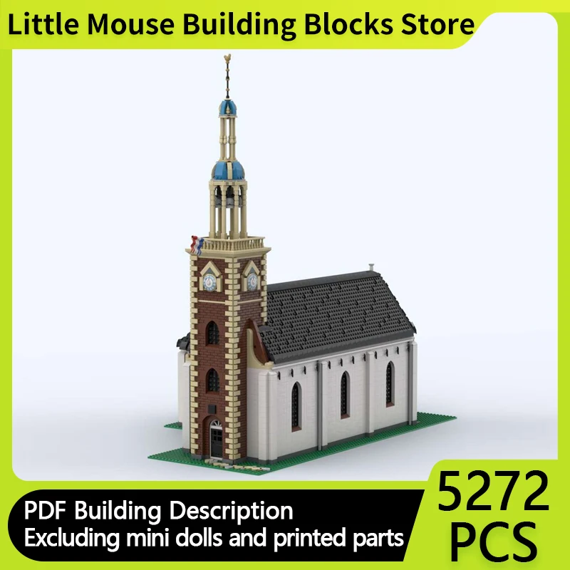 

City Street View Model MOC Building Bricks Ancient Spire Church Modular Technology Gifts Holiday Assemble Children Toys Suit