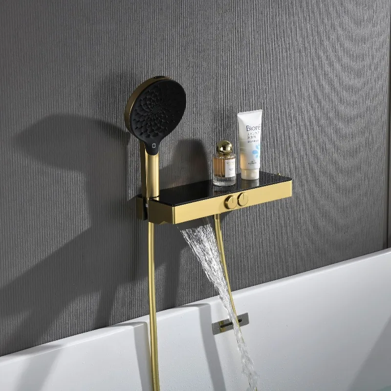 Ruskin thermostatic shower shower set household bathroom all copper simple split toilet bathroom bath