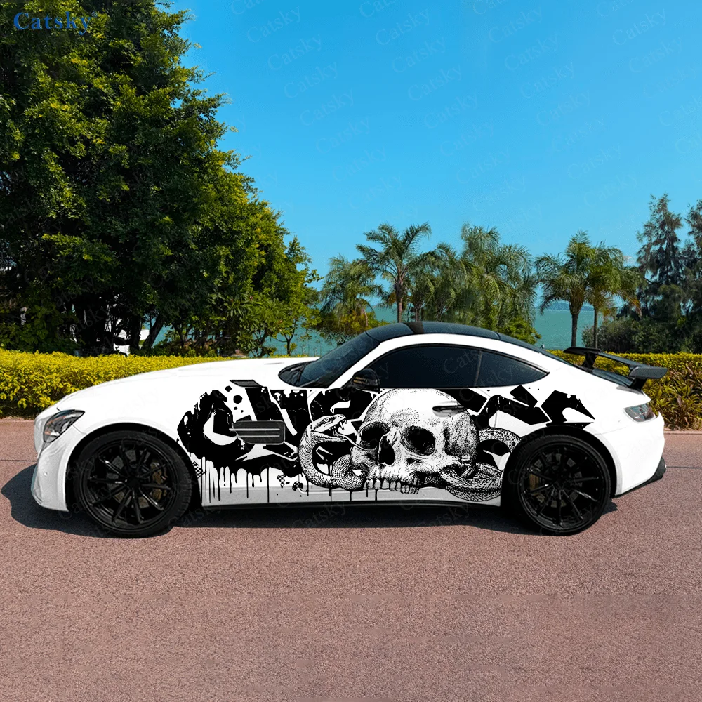 

Skull Colorful Snake Car Side Sticker Decoration, PVC Waterproof Scratch Resistant Decal, Car Protection, Auto Accessories Gift