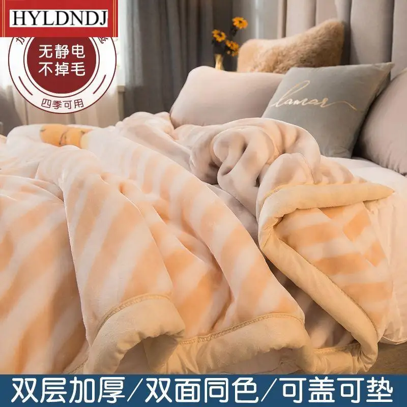 Winter Thick Blankets Double Layer Raschel Mink Weighted Blanket for Double Bed Soft Warm Heavy Fluffy Throw Blankets