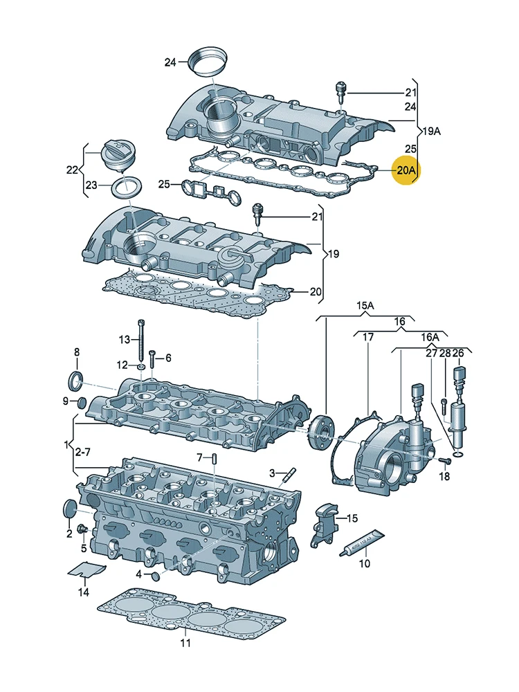 BOICY Engine Valve Rocker Cover Gasket for Audi A1 A3 A4 A6 Polo Golf Eos Jetta Passat 2.0 2.0T 06F103483D 06F 103 483D