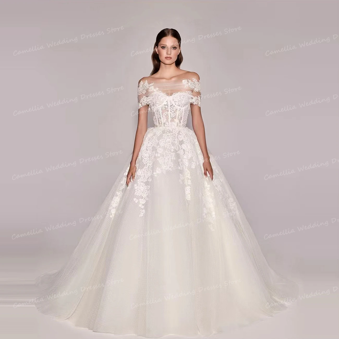 2024 A Line Appliques Wedding Dresses Women's Sexy Off Shoulder Sweetheart Backless Lace Tulle Formal Bridal Gowns Vestidos Gala