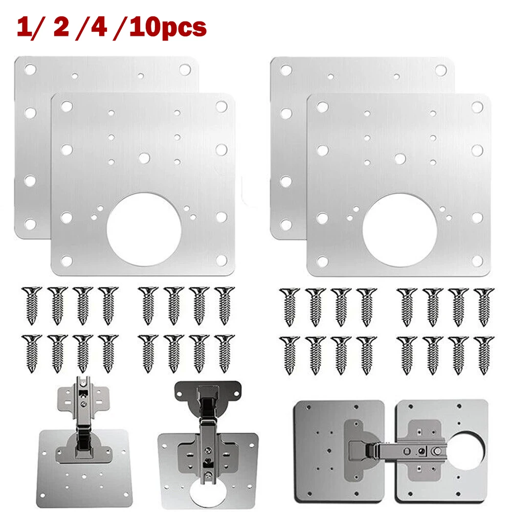 Cupboard Door Fixing Cabinet Hinge Stainless Steel 1/2/4/10 Pcs Hinge Repair Plate Hinge Repair Tool Plate Hinge Fixing Plate