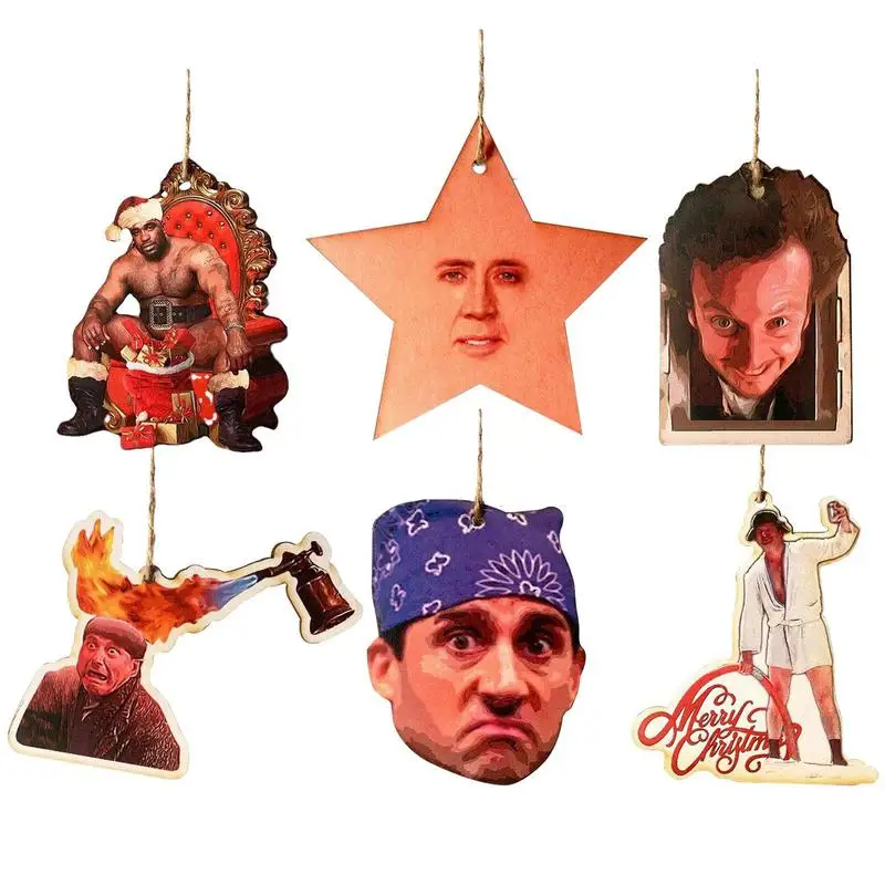 Funny Man Christmas Tree Ornaments Funny Face Emotion Christmas Acrylic Hanging Decorations Comedy Character Hanging Decorative