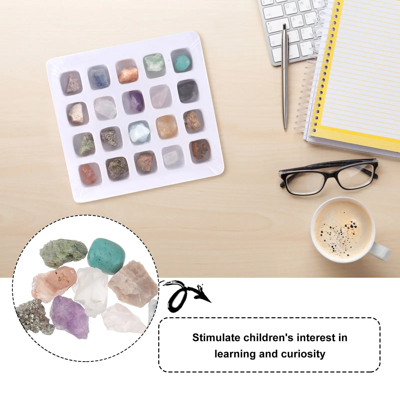 20 Ore Specimens Geology Learning Set Safe Natural Science Experiment Educational Supply Preschool Cognitive Training Aid