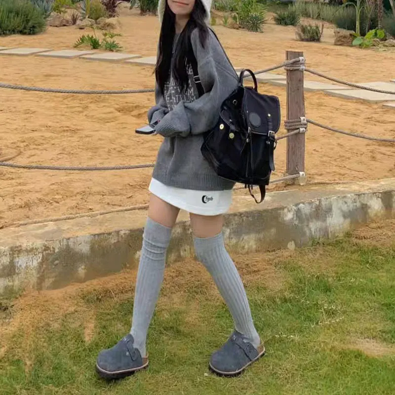 American Retro Letter O-Neck Sweaters Female Clothing Casual Loose Autumn Winter Long Sleeve Fashionable Basic Knitted Pullovers