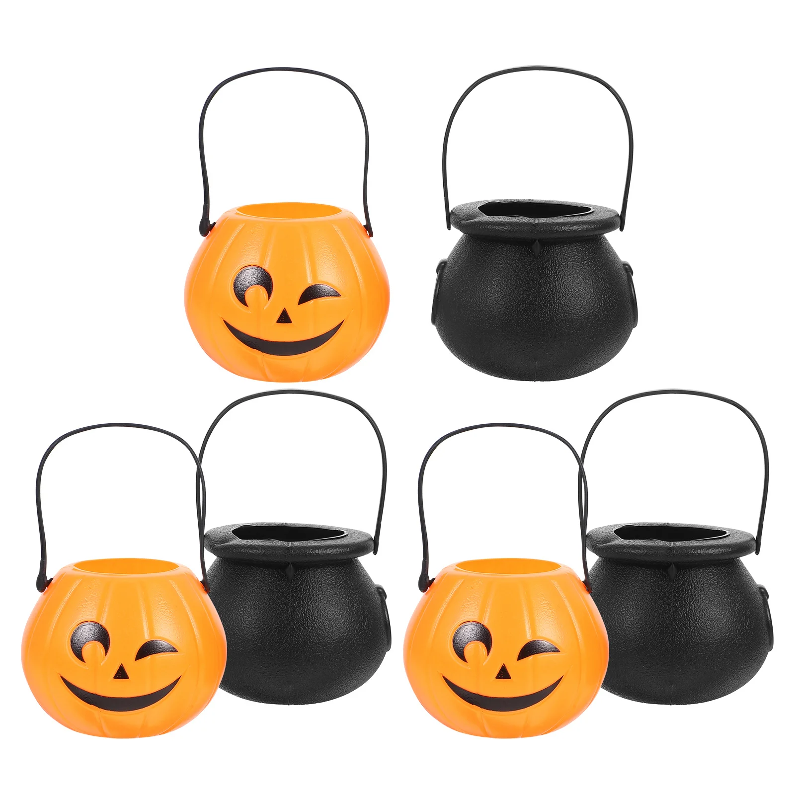 

6Pcs Mini Halloween Pumpkin Buckets Portable Candy Containers Kids Plastic Party Decorations Small Pails for Halloween