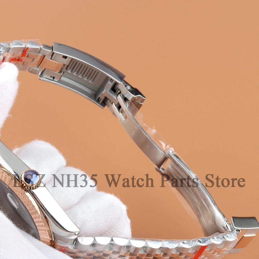 Rose Silver 36mm 39mm NH35 Fluted Curved Solid Watch Case Suitable For Datejust Series NH35 NH36 Automatic Movement 28.5mm Dial view 2
