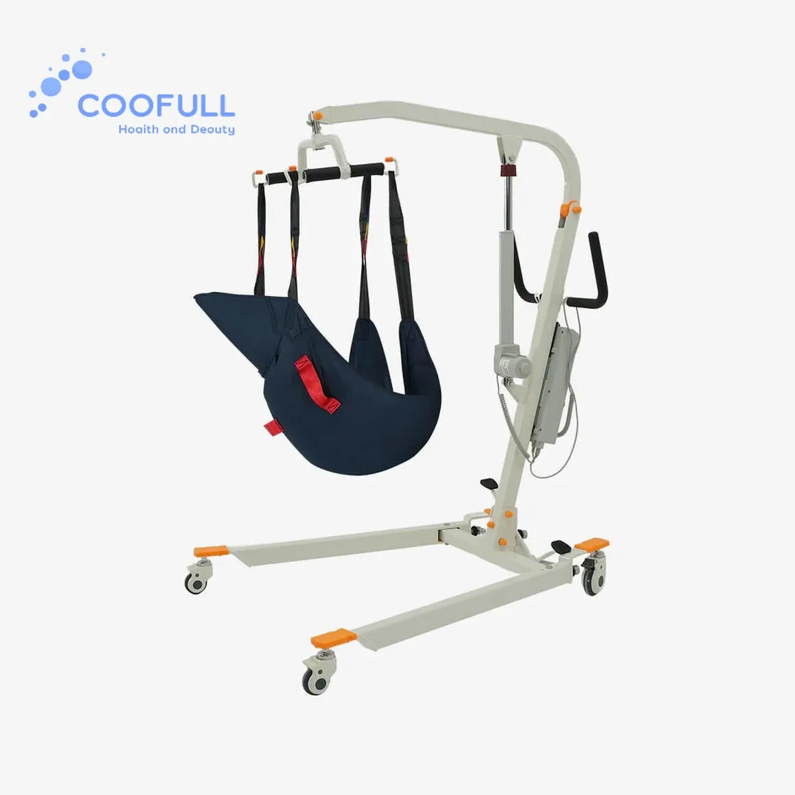 Coolfull One-Man Operation Electric Patient Lift  Capacity Medical Transfer Hoist Foldable Nursing Aid for Seniors Safe Shifter