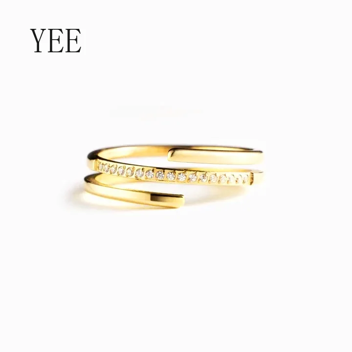 

YEE S925 кольцо из стерлингового серебра спираль три линии высокие ювелирные аксессуары свадебные обручальные кольца для женщин