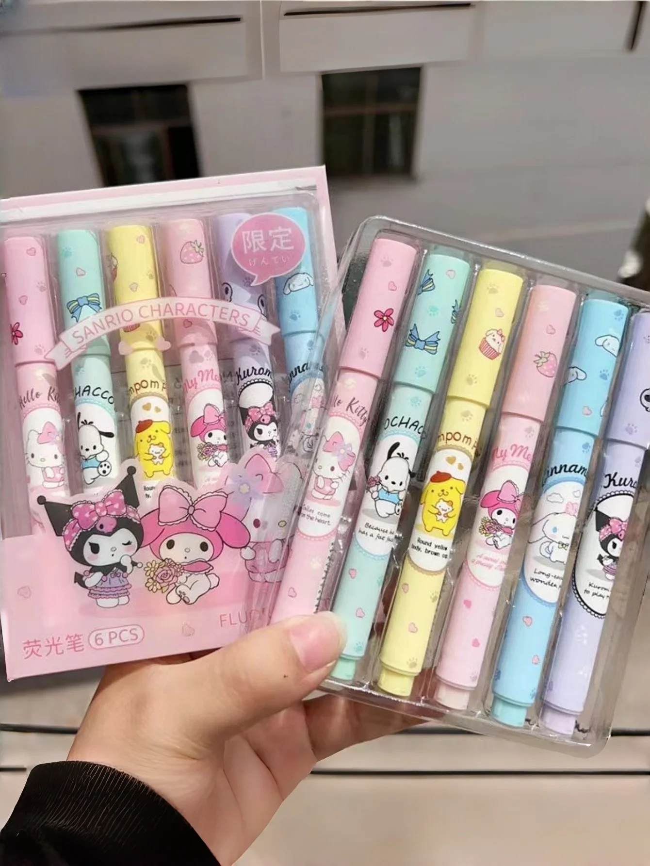 Ensemble de stylos surligneurs Sanrio, 6/12 pièces, stylo surligneur multicolore, imprimé avec Hello Kittys et ses amis