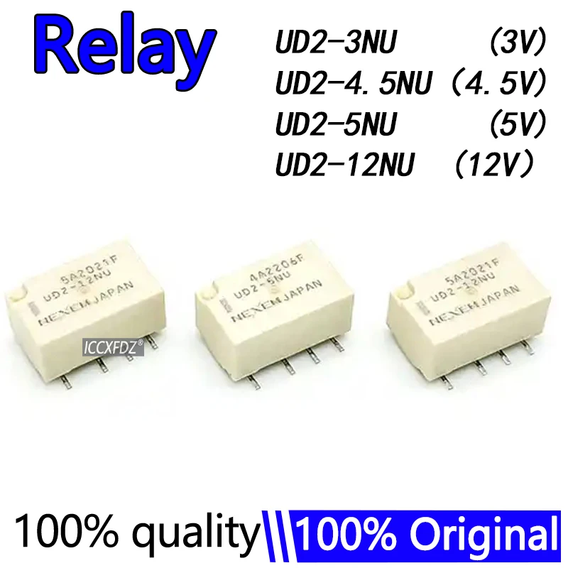 5Pcs/lot New NEC Signal relay UD2-3NU UD2-4.5NU UD2-5NU UD2-12NU UD2 3V 4.5V 5V 12V 1A 8PIN