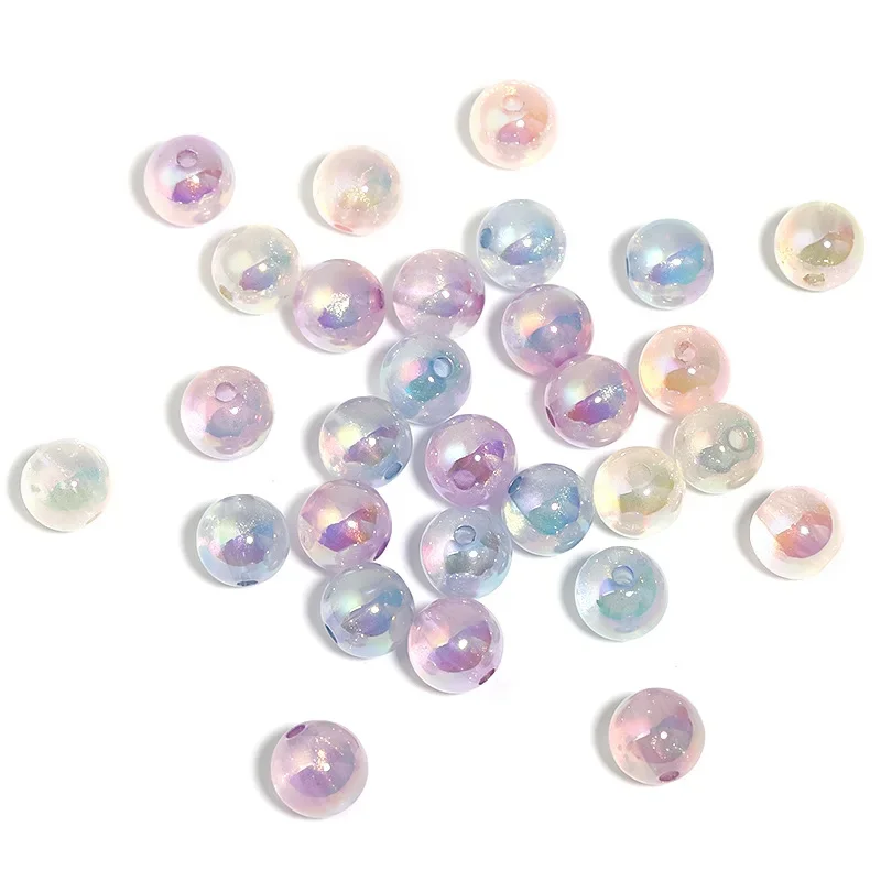 50PCS 8-16mm Pearlescent Acrylic Luminous Beads