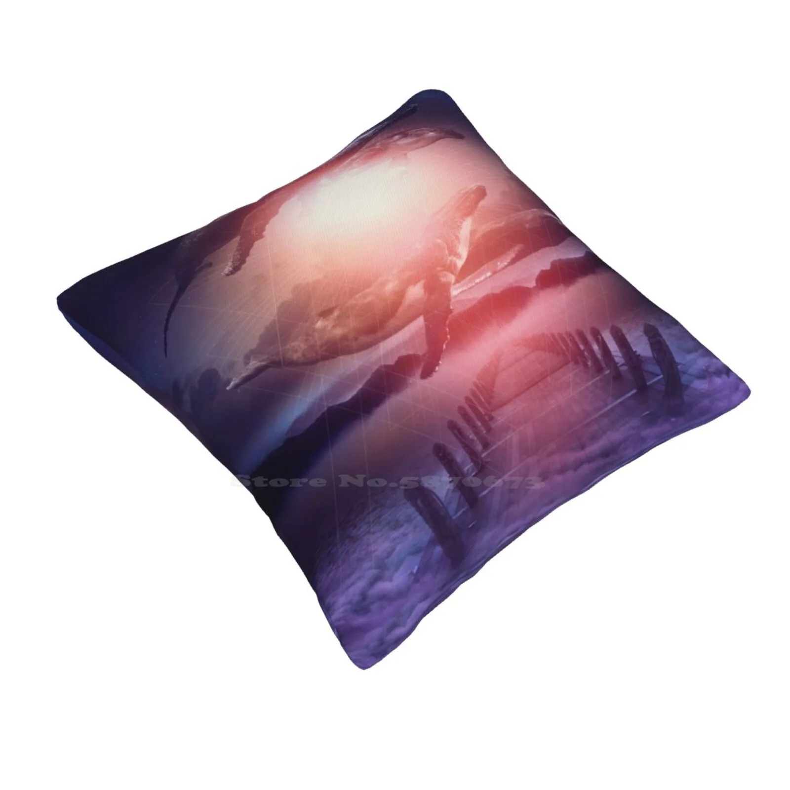 Space Between Dreams And Reality Pillow Cover Hug Pillowcase Whales Surreal Floating Dreams State Whale Sky Photo Manipulation