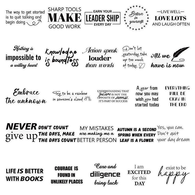 50 قطعة ملصقات ملهمة شفافة سوداء الإنجليزية عبارة الشارات ملصقات عبارة تحفيزية لزجاجات المياه وألواح التزلج #5