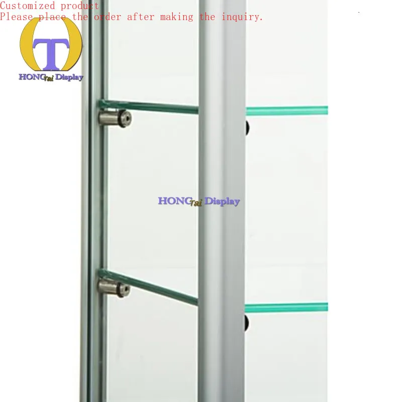 

Custom.Silver Round Aluminum Frame Full Tempered Glass Double Swing Glass Door With Lockable Smoke Shop Fitting Display