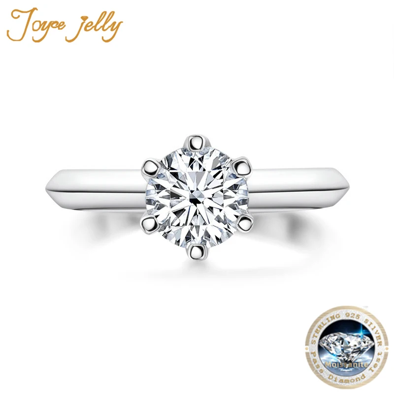 JoyceJelly 2 Carat Natural Moissanites Ring  925 Sterling Silver 6 Claws Wedding Jewelry Fine Gift for Girlfriend Wife Wholesale