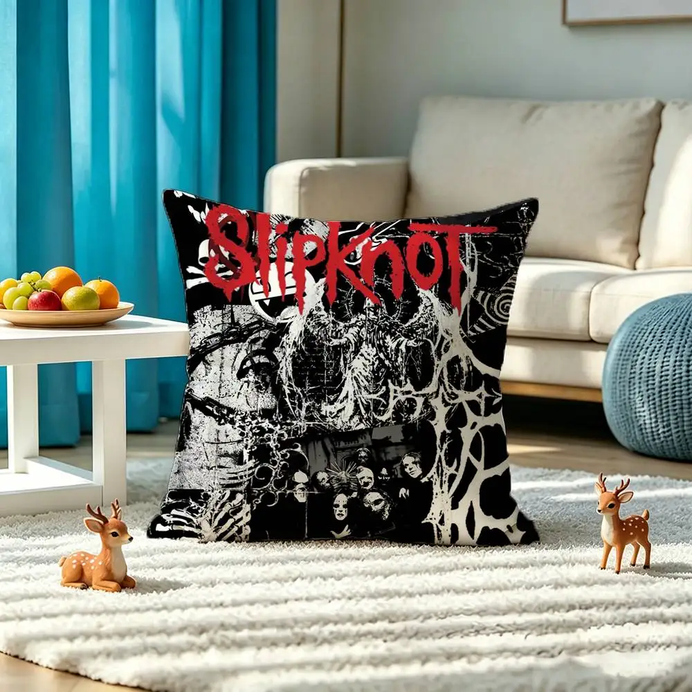 ROCK S-slipknot BAND Pillow Case Square Double-Sided Sofa Cushion Cover Bedroom Bedside Pillow