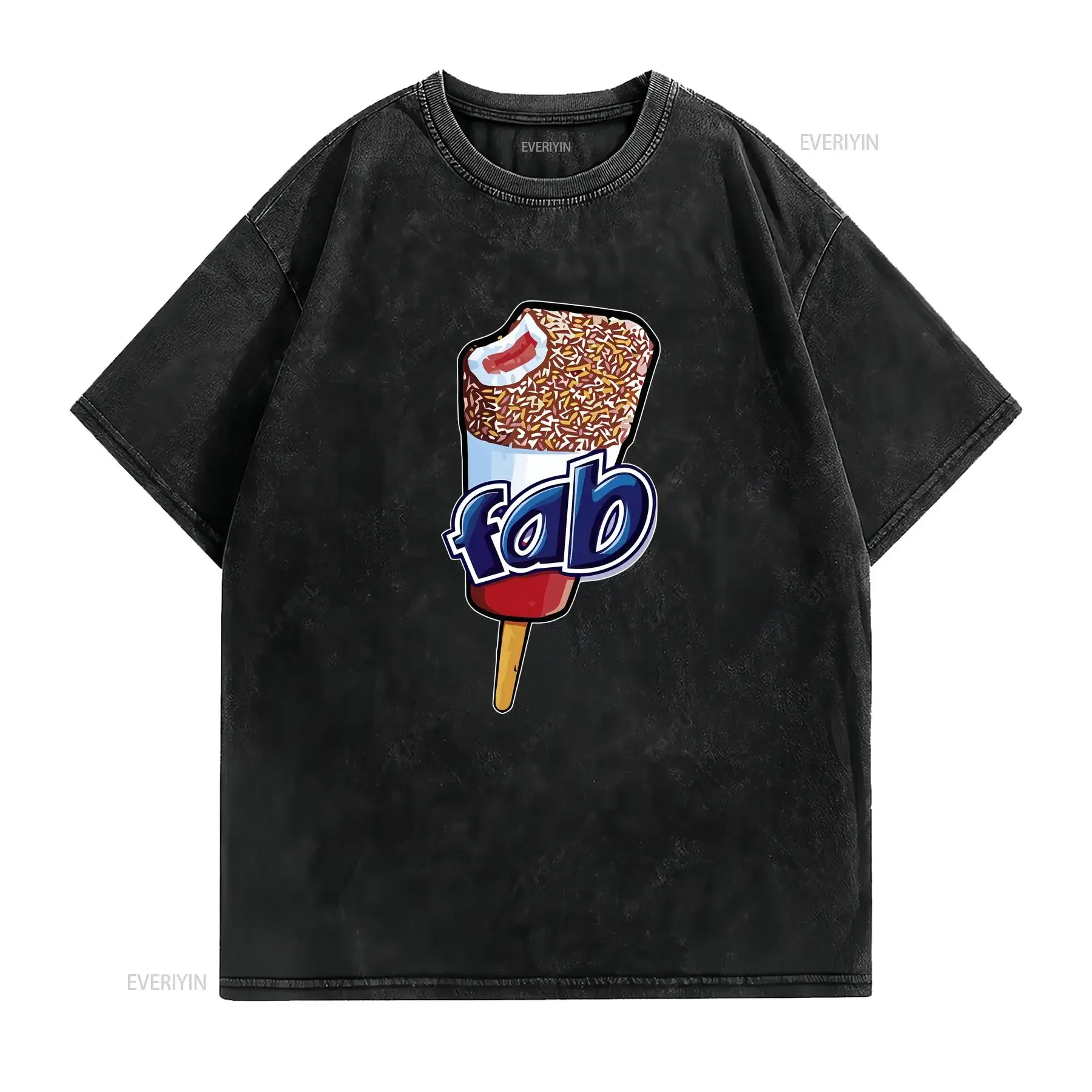 Fab Ice Cream Lolly Wood Funny Cool Vest T Shirt 2799 vintage Washed fashion Stylish Stretched Top For Everyday Wear graphic
