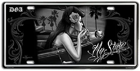 

DGA Day of The Dead Low Rider Rockabilly My Style Retro Vintage Auto License Plate Tin Sign 12 X 6 inches