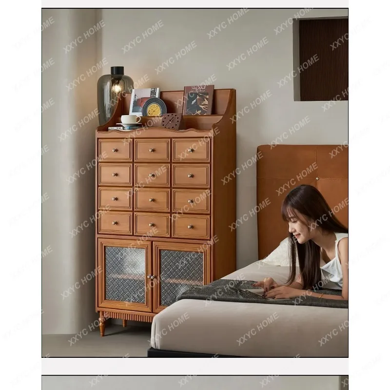 

SL retro style solid wood storage cabinet living room magazine storage cabinet