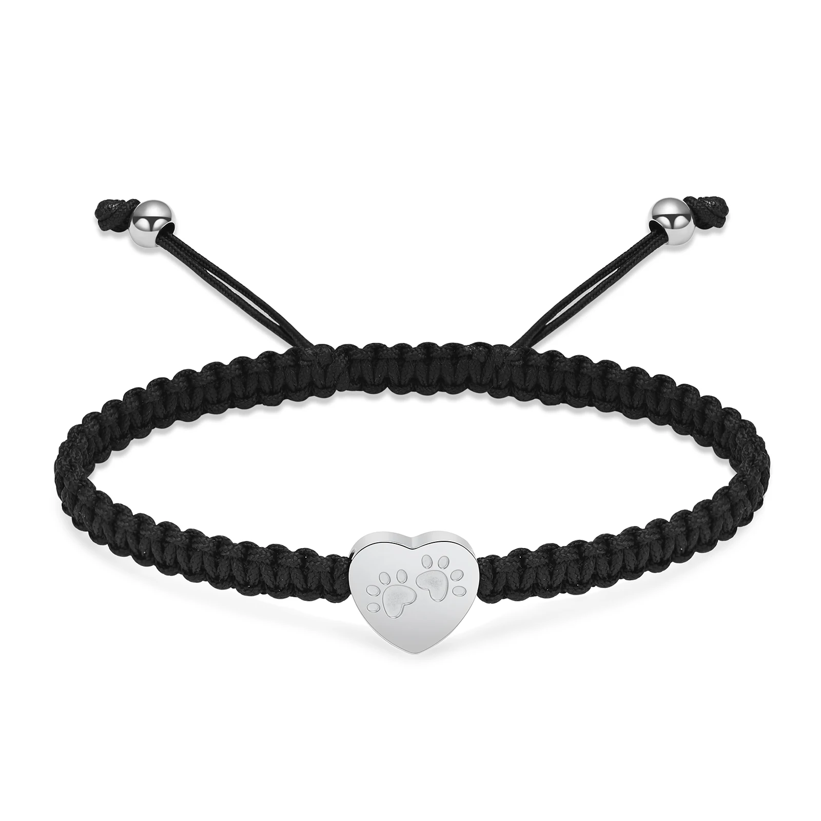 

Heart Cremation Urn Bracelet for Ashes Paw Print Keepsake Jewelry Adjustable Braided Wristband Bangle Pet Dog Cat Memorial Gift