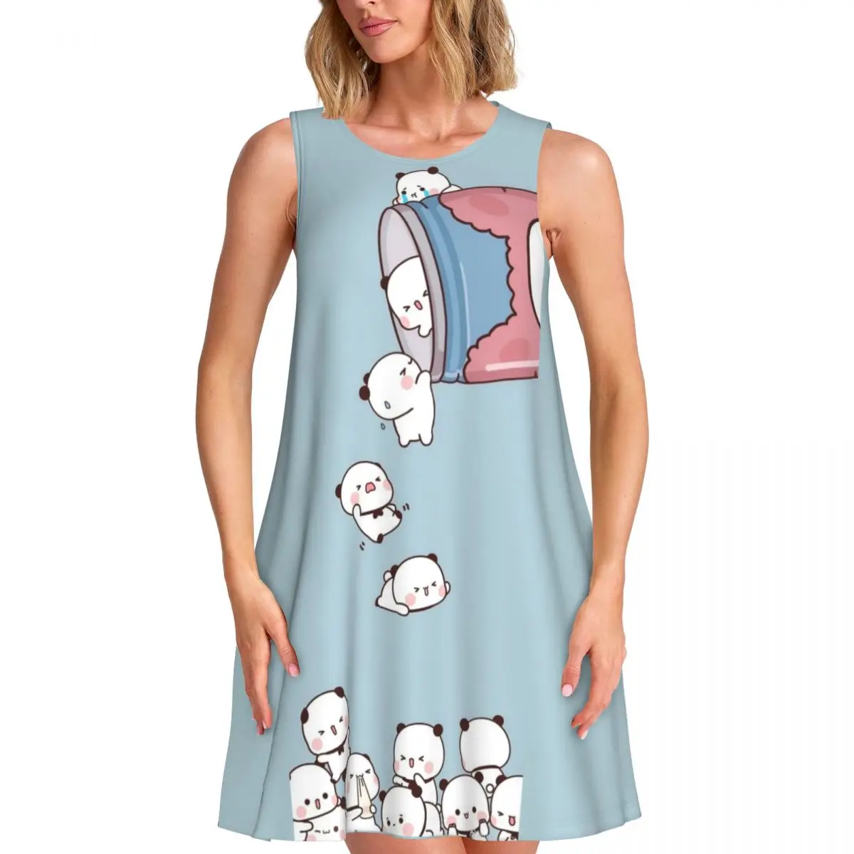 

Забавный свободный сарафан Dudu на заказ с карманом и принтом, женское платье без рукавов для пляжного отдыха, платье