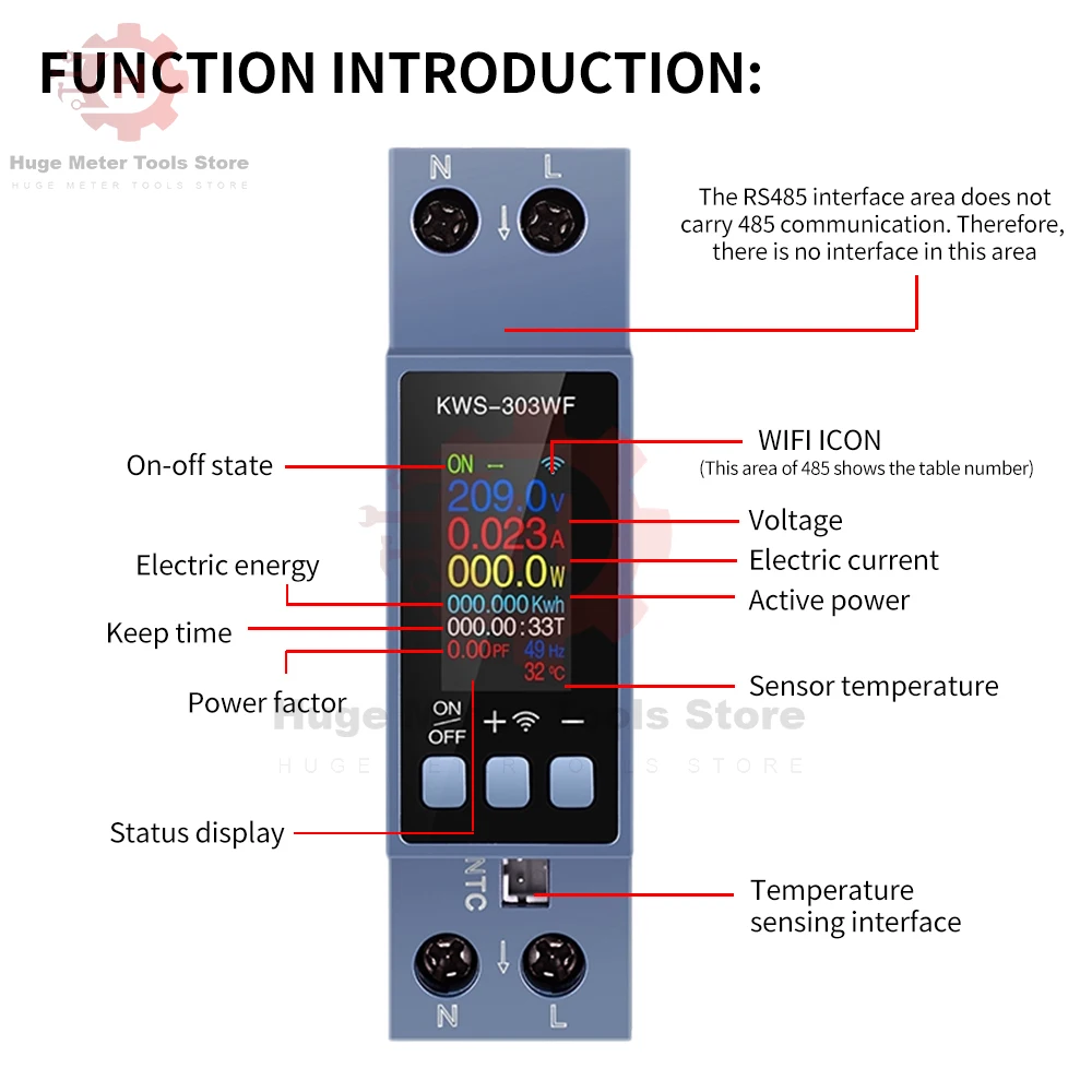 AC 85~290V Tuya WIFI Smart Switch Circuit Breaker LED Energy Meter KWh Power Metering Timer Relay Remote Control Smart Life APP