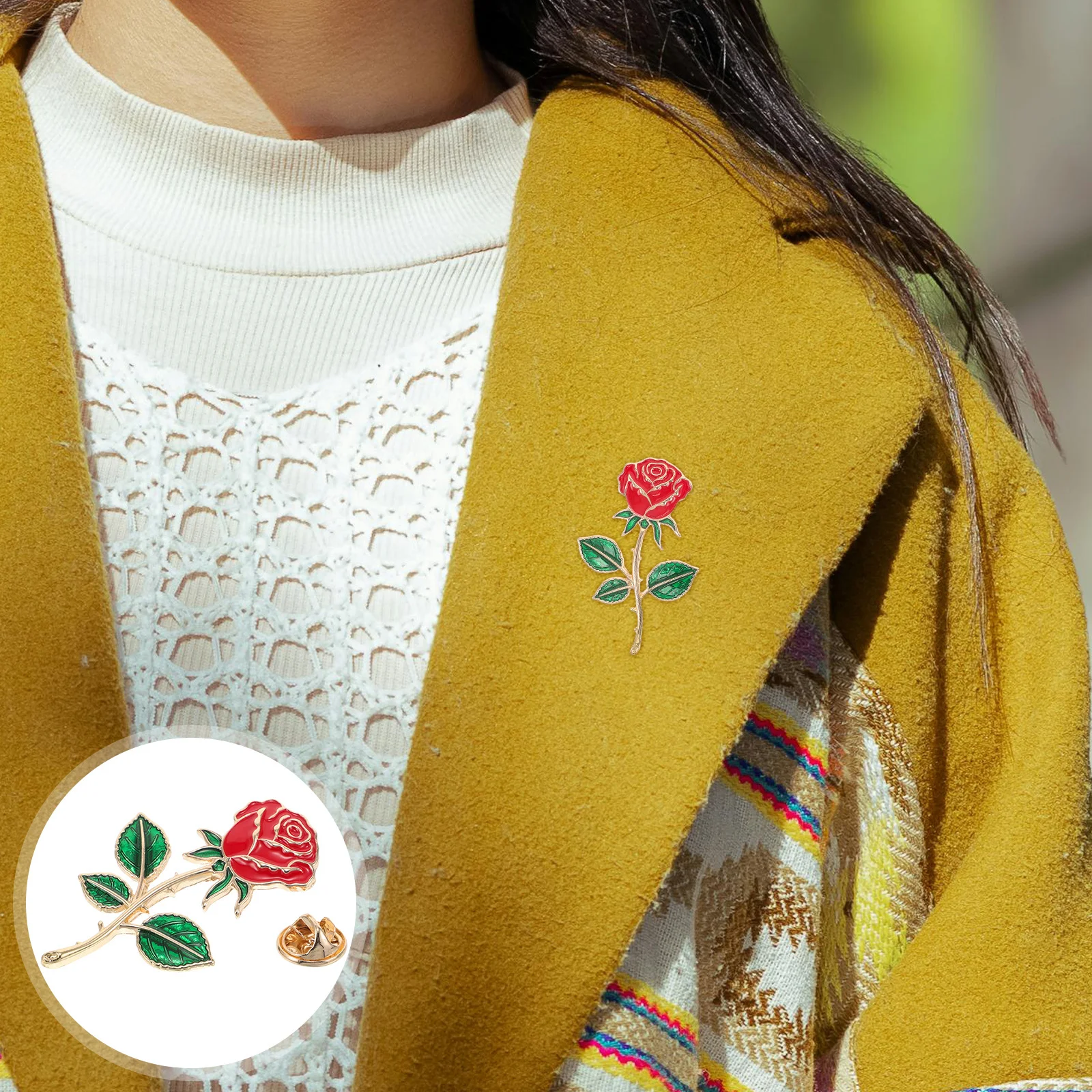 

Stylish Rose Brooch Enamel Pin Metal Badge Women Bridal Dresses Bags Hats Valentines Day Elegance Decorative Pins