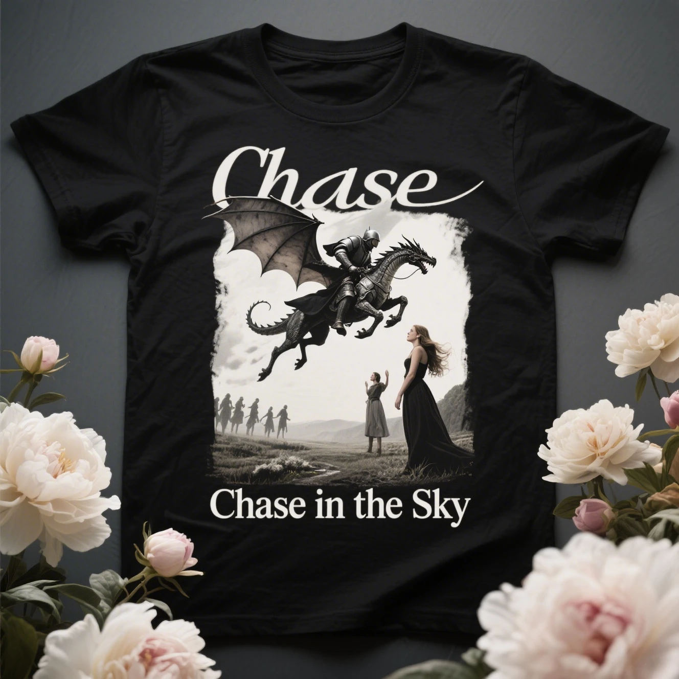 

Knight Princess and Dragon Graphic Printing Summer Luxury Brand Cotton Men's and Women's T-Shirts Short Sleeves Trend