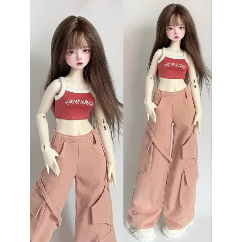 BJD Tank Top Cargo Pants Doll Clothes for 1/4 1/3 Uncle Customized Doll Clothing CWB330