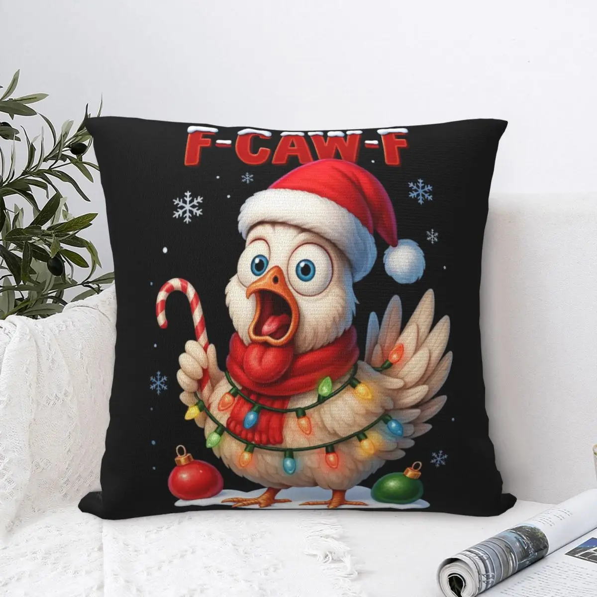 Pillow Cover F-CAW-F Christmas Chicken Graphic Cushion Cover Fashion Pillow Case For Sofa Home Decoration Pillowcases