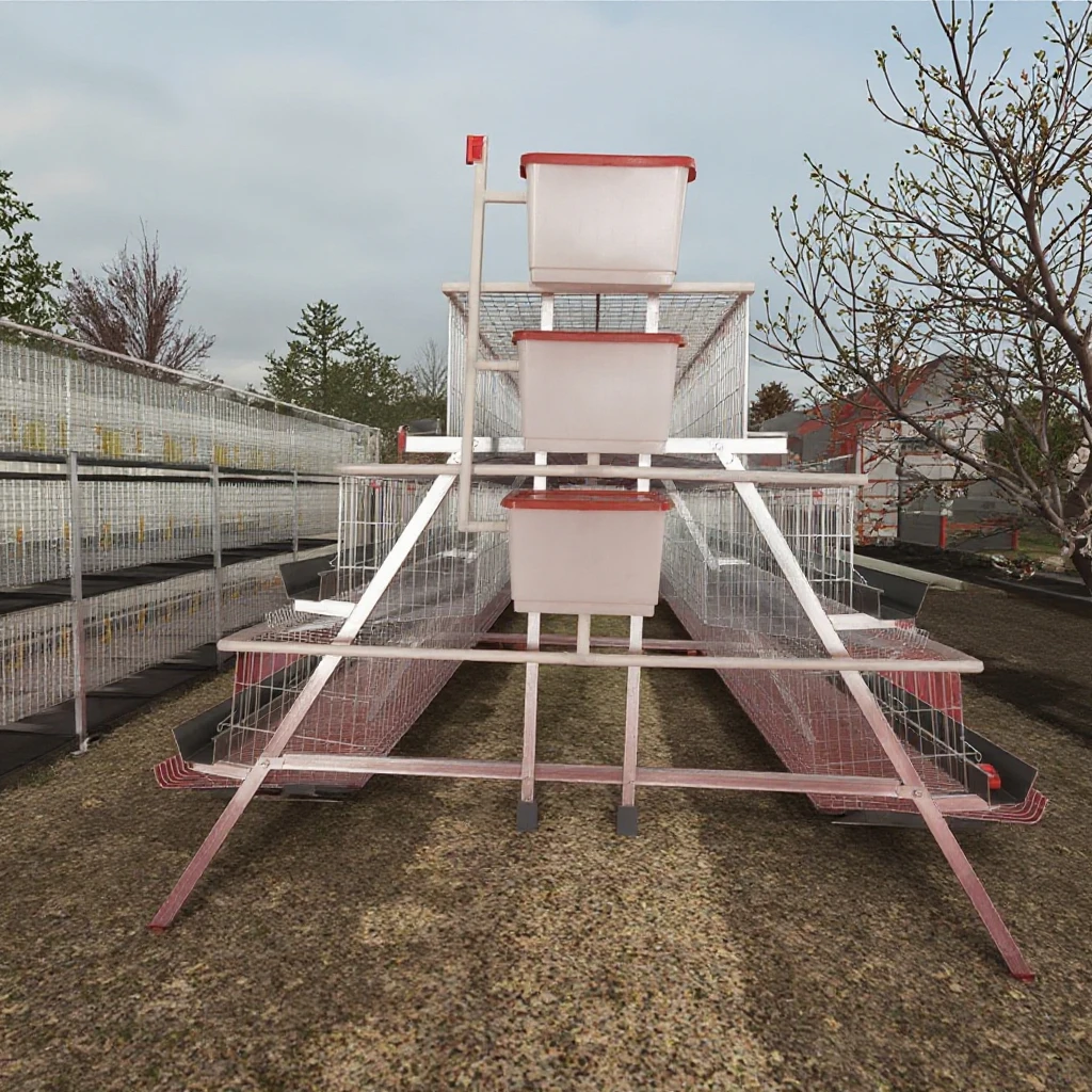 

Durable A-Type Steel Poultry Cage Set New Home Farm Automatic Mesh Chicken Layer Battery Cage With Trough For Egg Raising