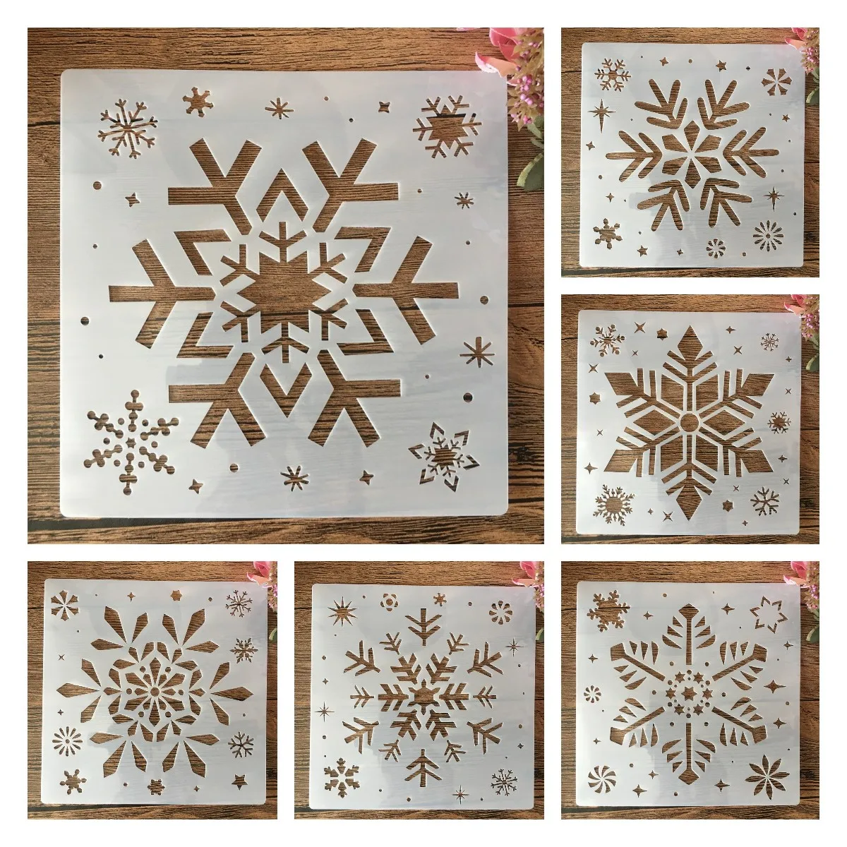 6 шт./компл. 20*20 см зимняя рождественская снежинка DIY многослойные трафареты для рисования раскраска для скрапбукинга тиснение декоративный шаблон