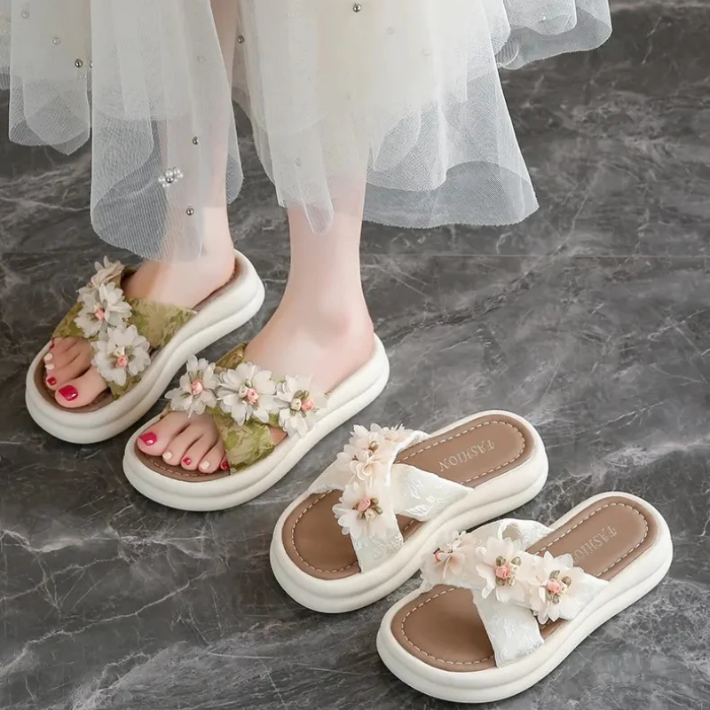 Ladies' fashionable, comfortable, breathable, lightweight summer new plant flower women's shoes sandals