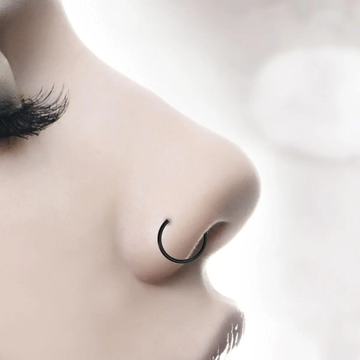 2 Piezas de Anillos de Nariz en Forma de C de Acero de Titanio, Anillo Abierto de Alto Brillo, Cómodo de Usar, Joyería de Moda Unisex para Piercing de Nariz, 10 mm, Rosa