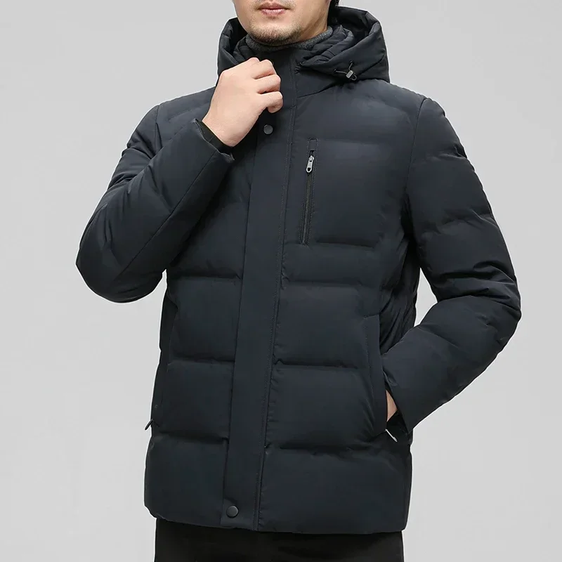 Chaqueta de plumón de pato blanco para hombre, ropa con capucha desmontable, abrigo grueso y cálido de Jack, color negro, novedad de invierno