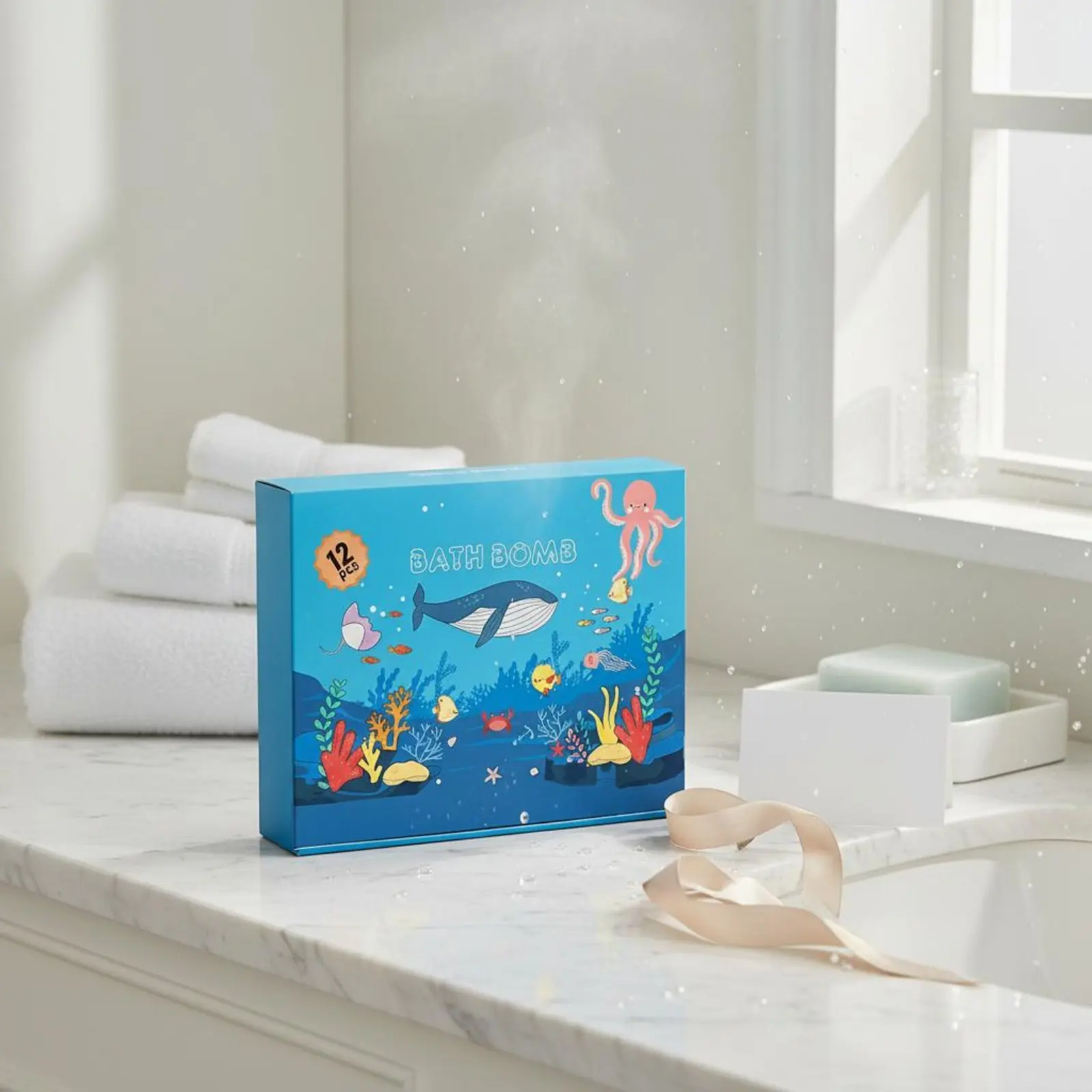 12 Pieces Bath Soak Ball Ocean Theme Sea Creature Bath Fizz Ball Gift Set Fizzy for Children, Bathroom - view 3