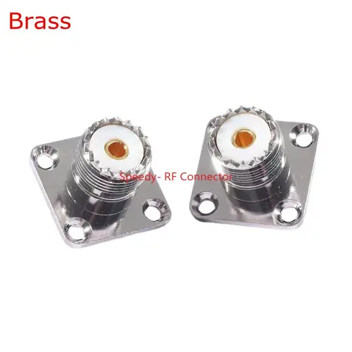 Imagen 1 del producto Conector de brida hembra UHF SO239 SO-239 SL16, conector de brida de 4 orificios, soldadura de montaje de enchufe UHF para adaptador Coaxial de chasis de Panel, latón y cobre