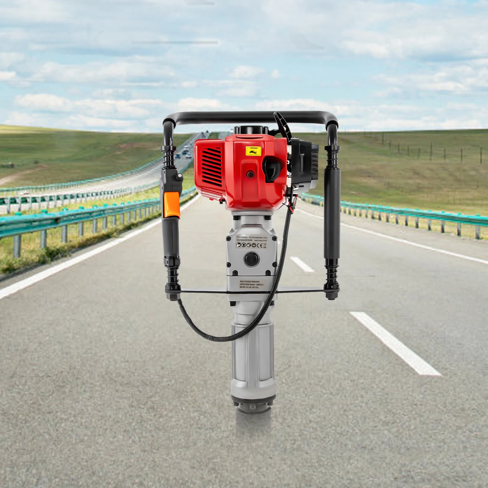 

1900W 52cc 2 Stroke Gas Powered T Post Driver Piledriver with Vibration Absorbing Springs Petrol Engine
