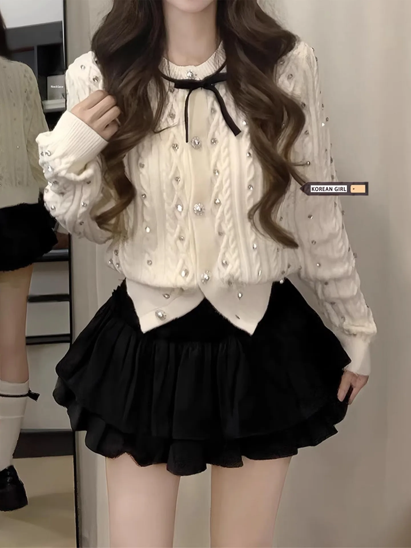 

Black Cake Skirt Short Women's Spring Autumn Sweet And Spicy High Waist Versatile A-Line Puffy Skirt Half-length Skirt