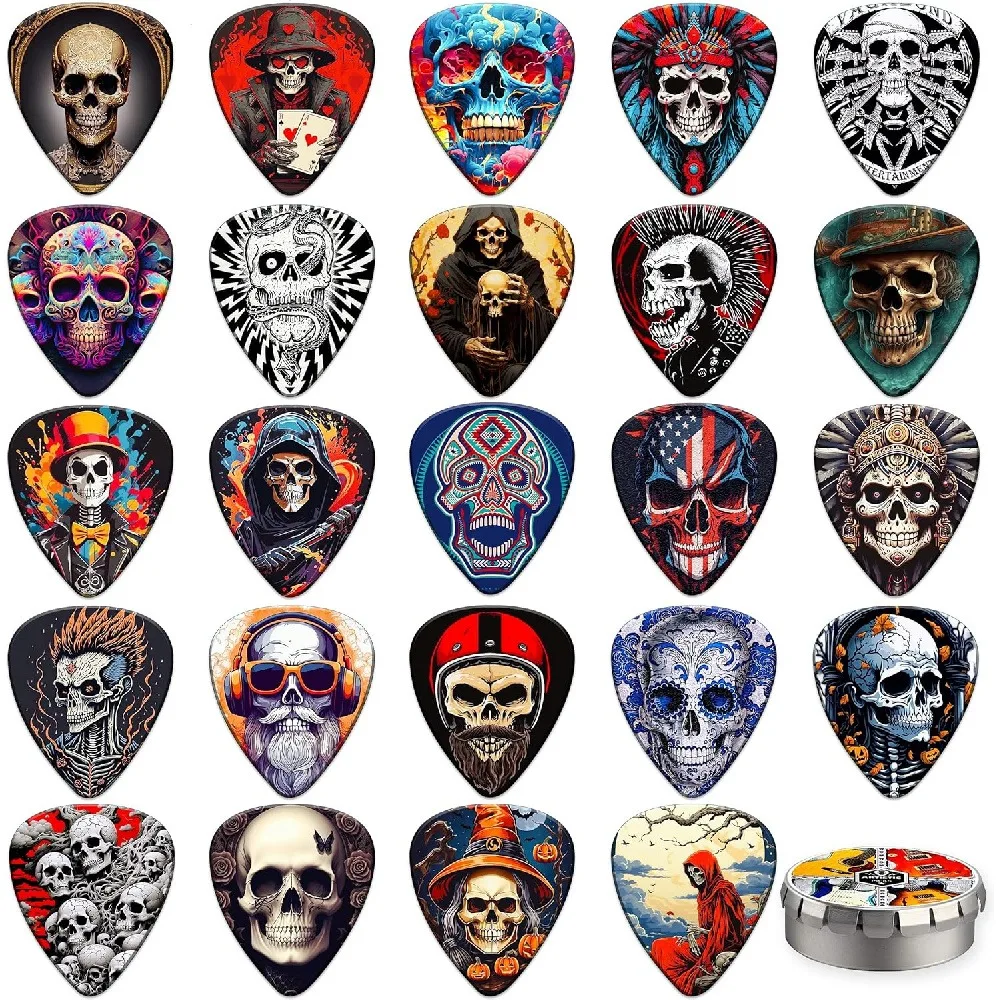Colorful Printed Celluloid Guitar Picks, Custom Pattern Guitar Plectrums, Multi Thickness Guitar Pick Set for Acoustic & Electric Guitar, 5 Pieces