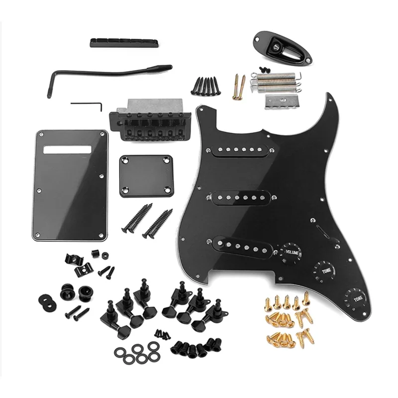 

YQJ-tComplete DIY Accessory Kit for Electric Guitar Including Pre-Wired Pickguard Bridge Pickups And Other Guitar