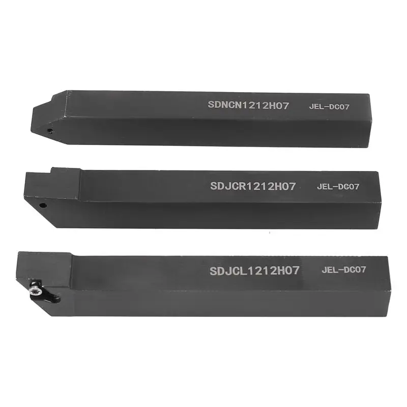 ABCA-3Pcs 1/2 Inch CNC Lathe Carbide Turning Tools Indexable Holder Set SDNCN1212H07 + SDJCL1212H07 + SDJCR1212H07+3Pcs DCMT0702