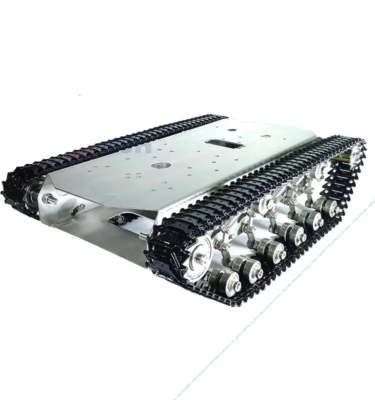 apply to Metal track tank-mounted robot, steel material anti-rust, off-road shock absorption, remote-controlled robot