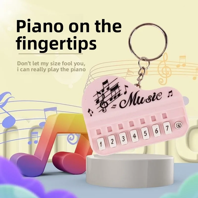 1pc Portable Mini Creative Music Electronic Piano Keyboard Keychain Ring with Light Up Keys Pendant Children's Toy Gaming Player
