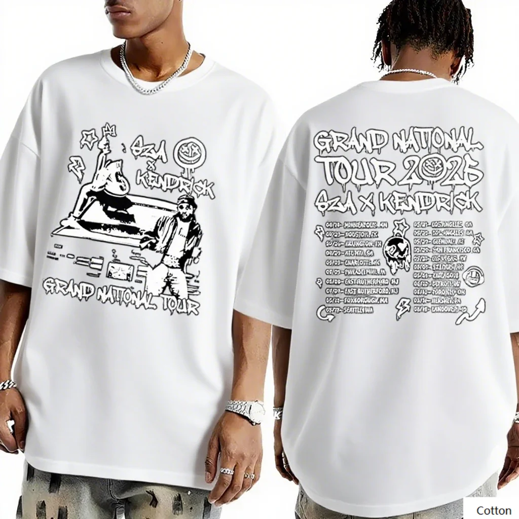 

Мягкая хлопковая футболка Emblazoned с турным принтом SA и Kenick To Flaunt Their Love for The Tour Print Новое поступление футболки S-4XL