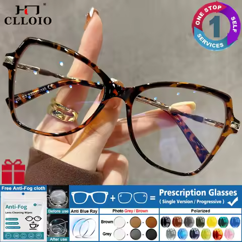 CLLOIO Fashion Large Butterfly Frame Prescription Glasses Women's Anti-Blue Light Reading Glasses Myopia Customized Eyeglasses