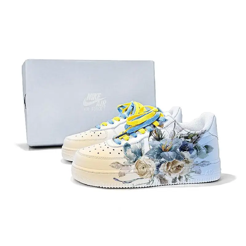 

[Раскраска маслом с цветком на заказ] Nike Air Force 1, противоскользящая, износостойкая, легкая, дышащая, с низким берцем, женская обувь для скейтборда