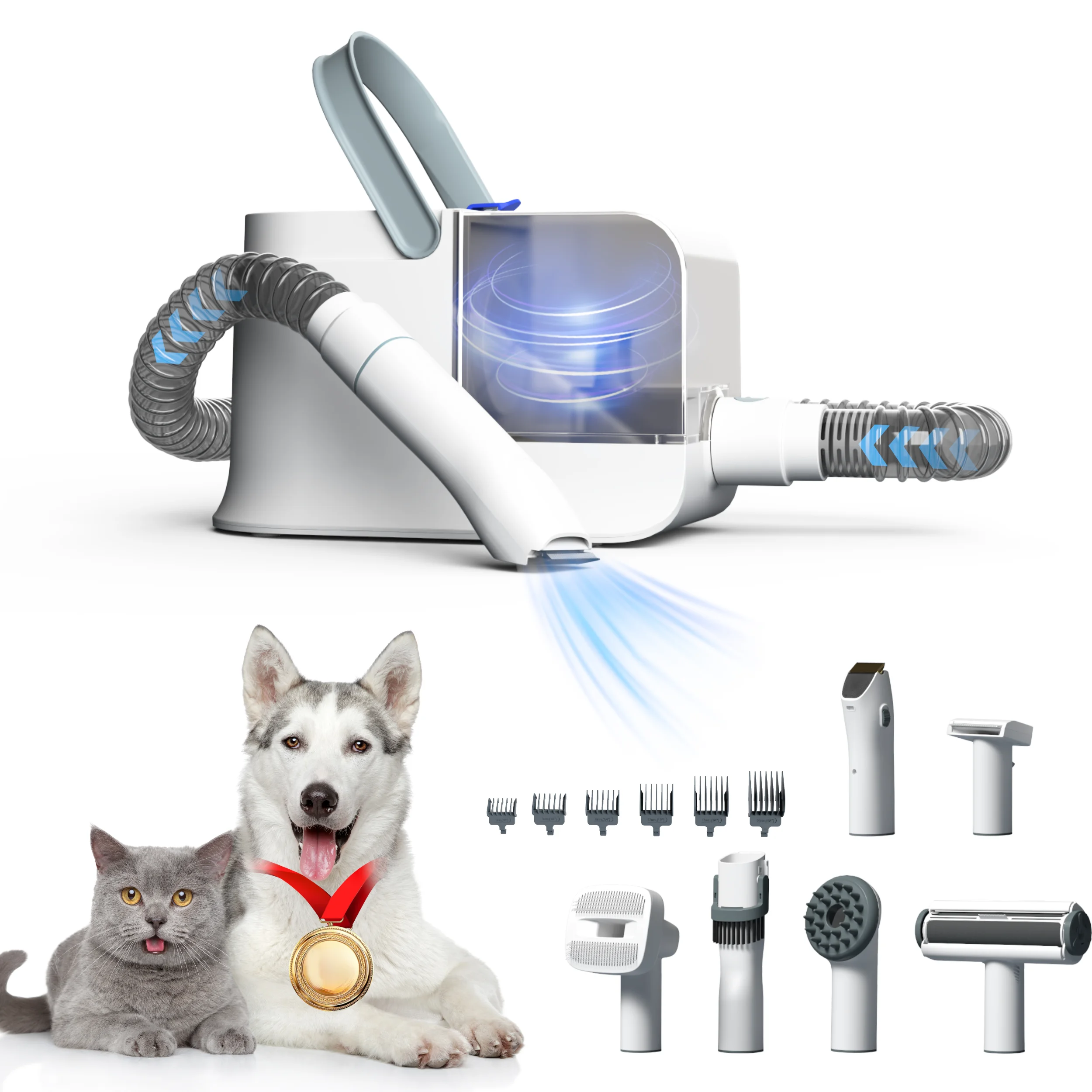 Factory OEM Professional Pet Hair Dryer Vacuum Suction Dog Cat Grooming Brush Low Noise Electric Vacuum Cleaner Pet Grooming Kit